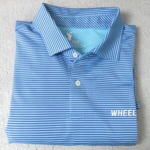 FG TECH Wheels Up Polo Shirt Mens XXL Blue Purple Stripe Golf Preppy